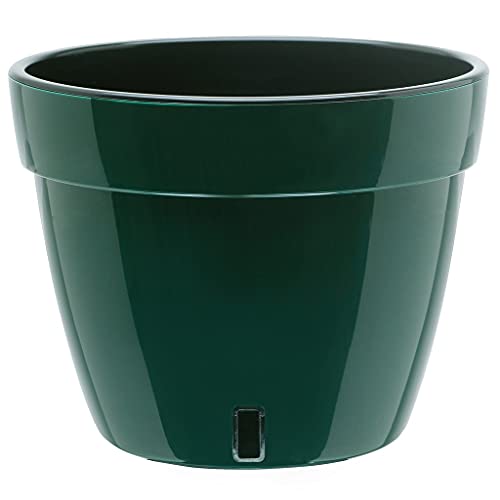 Gardenera 9.2" ASTI Self Watering Planter in Green/Black - Modern Flower Pot with Water Level Indicator for All House Plants, Flowers, Herbs, Succulents and Hanging Plants - color: Green/Black, size: 9.2 Inch