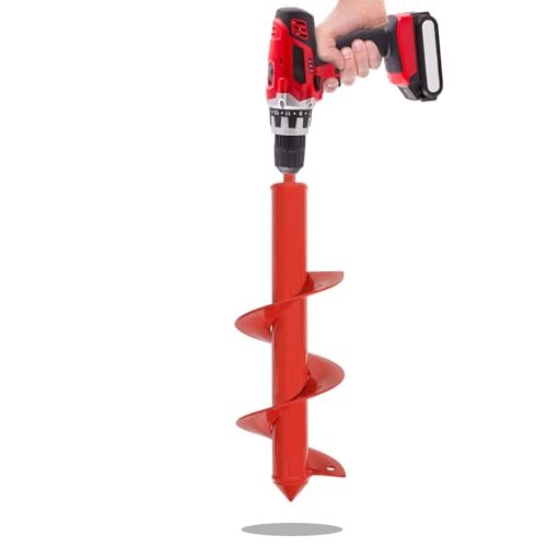 Auger Drill Bit for Planting - 4" X 12" Heavy-Duty Garden Auger Spiral Drill Bit - Bulb Planter Tool & Auger Post Hole Digger - 3/8" Hex Drive Drill - size: 4"x12"(Red)