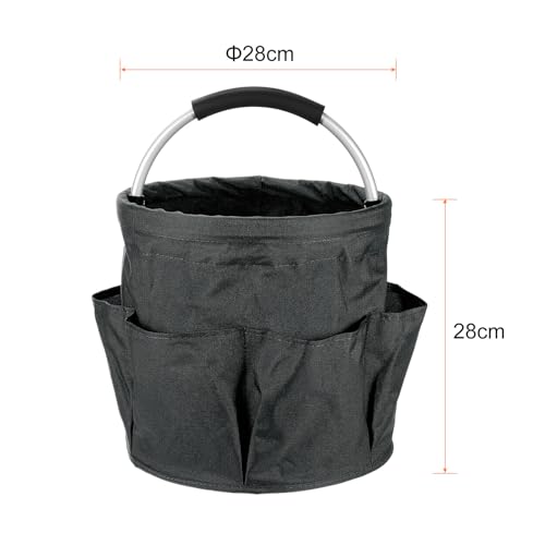 HARFINGTON Garden Tool Bag 17L Large Oxford Waterproof with Pockets Garden Tote Bag Gardening Plant Tool Organizer Storage Carrier Store for Outdoor Women Men, Black - color: Black