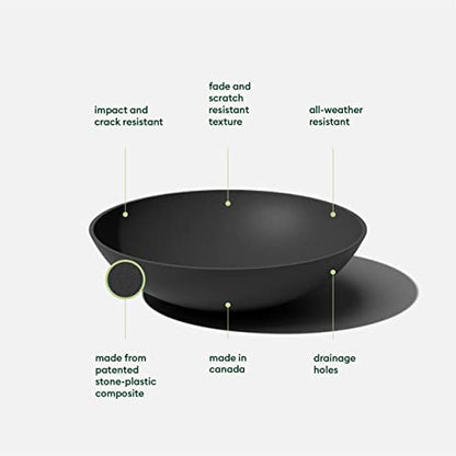 Veradek Mason Series Lane Bowl - Large Outdoor Bowl Planter - color: Black, size: 6"H x 24"DIA 2PK