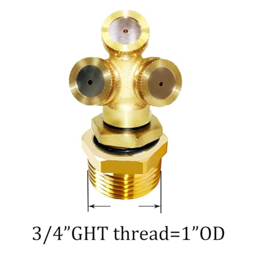 Joywayus Brass Misting Spray Nozzle 3/4" GHT Male 3-Holes Garden Sprinklers Irrigation Connector Water Sprinklers Mister Heads Fitting with Filter Mesh (Pack of 2) - size: 3 Holes-3/4"GHT