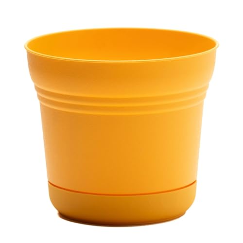 Bloem Saturn Planter w/Saucer (SP0723), Earthy Yellow, 7", 7" - color: Earthy Yellow, size: 7"