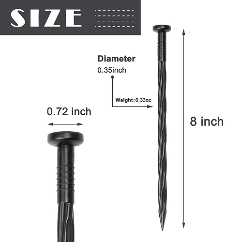 8 Inch Plastic Landscape Anchoring Garden Spikes 25 Pcs - size: 8 in
