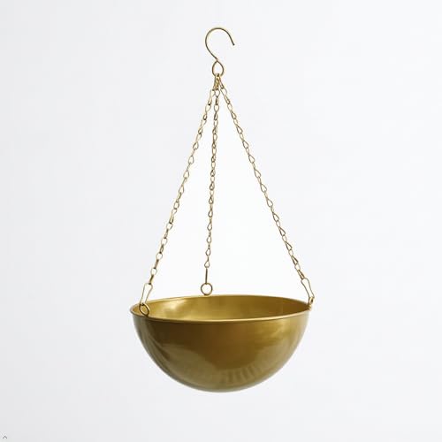Gold Metal Hanging Planters for Indoor Outdoor Plants, 7" Hanging Baskets - color: Gold-7"
