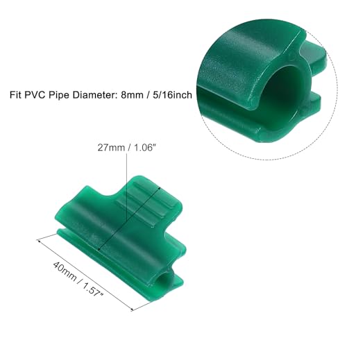 uxcell Greenhouse Clamps for 5/16inch PVC Pipe, 20pcs Greenhouse Film Clamps Shading Net Rod Clip Garden Hoops for Row Cover, Greenhouse Plastic Sheeting(Dark Green) - color: Green, size: 5/16inch