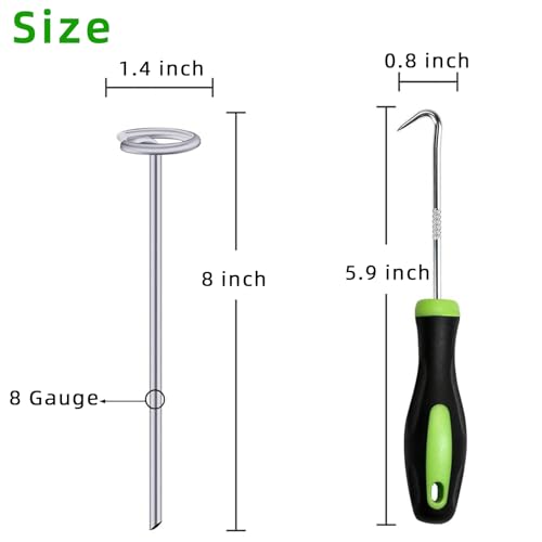 8 Inch Circle Top Landscape Staples, 100Pcs 8 Gauge Galvanized Steel Heavy Duty Gardn Stakes for Outdoor Gardening Weed Barrier Sod Fabric