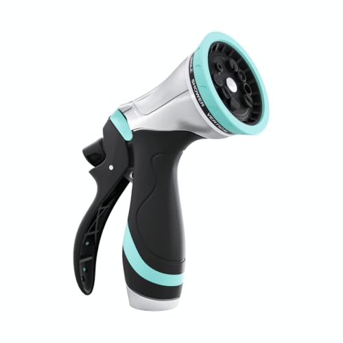 QUOBAS Metal Garden Hose Nozzle, Heavy Duty Water Hose Sprayer, Leak Proof - color: Blue