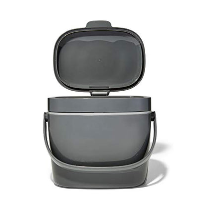 OXO Good Grips Easy-Clean Compost Bin, Charcoal, 1.75 Gal/6.62 L - color: Charcoal, size: 1.75 Gallon