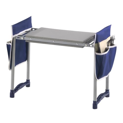 Folding Garden Kneeler Seat with Tool Bags 360lb Capacity 11in Wide Pad