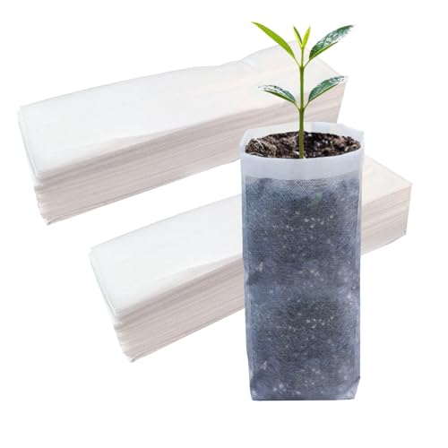 Belit 100 Pcs Nursery Grow Bags, Non-Woven Plants Pots Container for Starting Deep Rooted Plants Vegetable, Flower, Seedling Tree (7.5"x13.5") - color: White, size: 100 Pcs 7.5"x13.5"