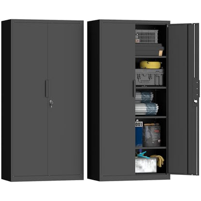 GREATMEET Garage Storage Cabinet, 1.83" H Lockable Metal Cabinet, Black - color: Black, size: 18"D x 34"W x 72"H