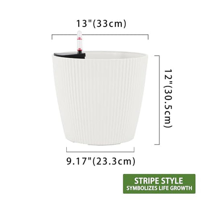 Dexceder 13x12 Self Watering Planters Indoor (2 Pack, White) - color: White, size: 13x12