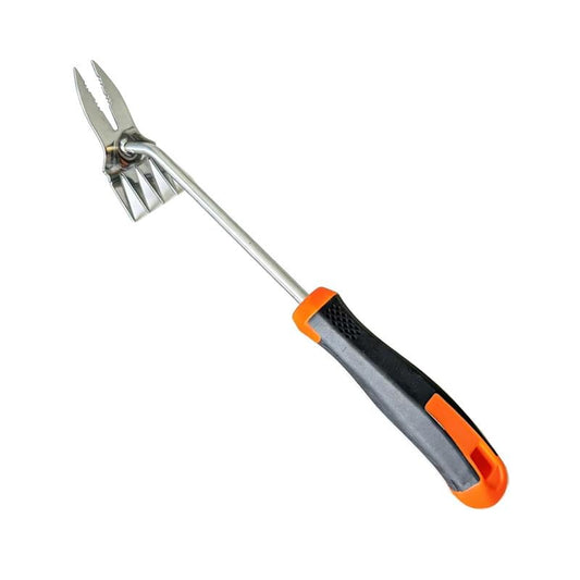 2‑in‑1 Hand Weeder Puller, Heavy Duty Stainless Steel Garden Tool, Ergonomic Non‑Slip Handle Manual Deep Root Weed Remover for Lawn Yard Garden, 1 Pack