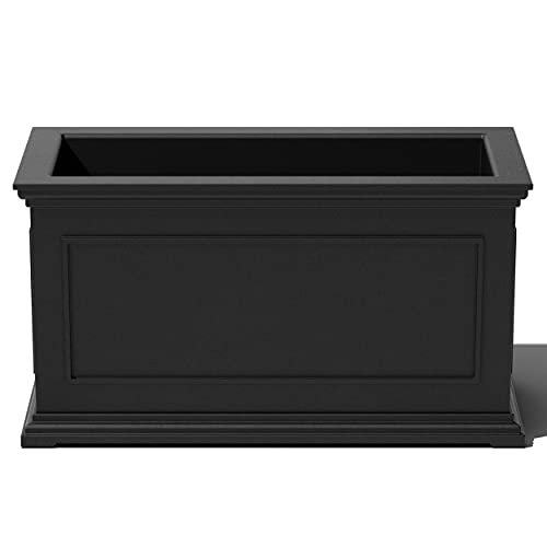 Veradek Brixton Series Large Plastic Planter - Black, Outdoor Patio/Balcony, All-Weather Resistant, Dimensions: 17.5"H x 16"W x 32"L, Classic Estate Design for Flowers, Trees, Shrubs - color: Black