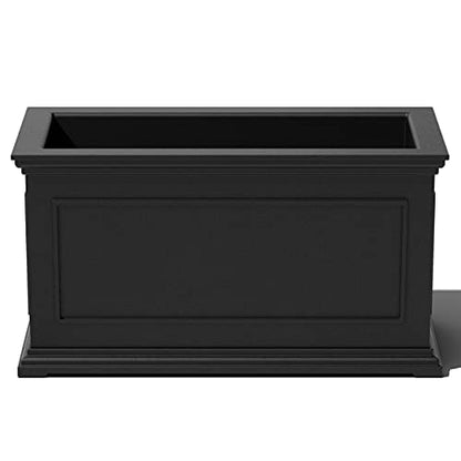 Veradek Brixton Series Large Plastic Planter - Black, Outdoor Patio/Balcony, All-Weather Resistant, Dimensions: 17.5"H x 16"W x 32"L, Classic Estate Design for Flowers, Trees, Shrubs - color: Black