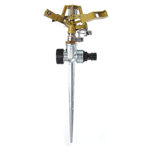 Impact Sprinklers for Yard, 360 Degree Rotating Adjustable Heavy Duty Pulsating Water Sprinkler Head with Aluminum Alloy Spike Base, for Lawn Patio Garden - color: Green