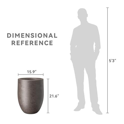 Kante Large Round Bullet Char Brown Concrete Planter 21.7" Tall, Outdoor - color: Weathered Brown