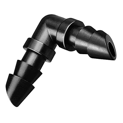 JAYEE 50 Pack Drip Irrigation 1/4' Barbed Elbow Fittings, Barbed Connectors Fits Universal 1/4 Inch Tubing, Irrigation Elbow for Sprinkler System - size: 50P-Elbow