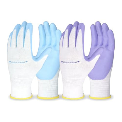 HANDLANDY 2/3/6 Pairs Womens Gardening Gloves, Garden Gloves for Women - color: Blue & Violet (2 Pairs), size: Small