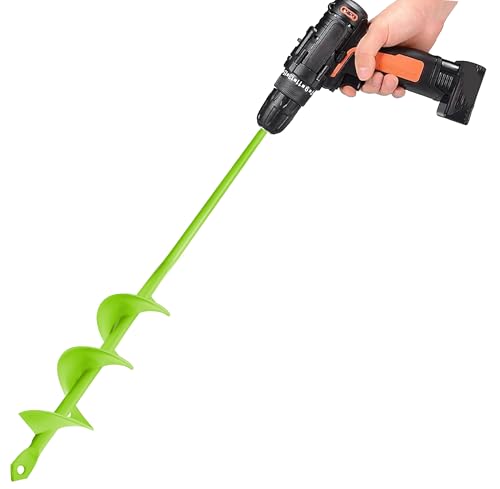 TCBWFY Auger Drill Bit for Planting 1.6x16.5inch Extended Length Garden Auger Spiral Drill Bit for Planting Bulbs Flowers,Post Hole Digger for 3/8”Hex Drill - size: 1.6"x16.5"-Green