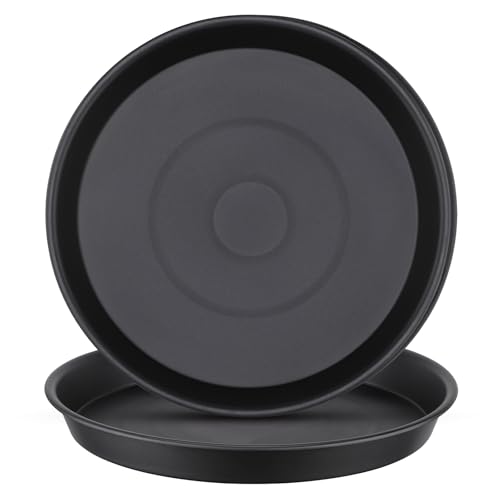 GREANER 12 Inch Plant Saucer, Black Plant Plates to Catch Water, Pebble Tray for Plant Humidity, Flower Pot Saucers for Indoor and Outdoor Garden(2PCS) - color: Black, size: 12"- 2 Packs
