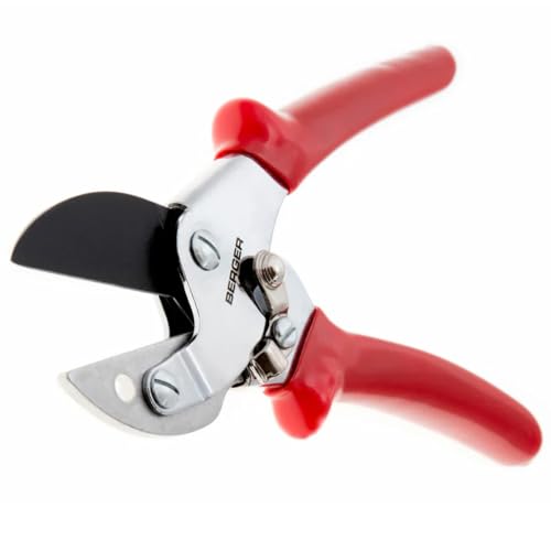 BERGER Anvil Hand Shears – Professional Garden Pruners with Anti-Stick Replaceable Blade, Non-Slip Handles, For Cutting Hard & Resinous Wood, Trimming – 1902