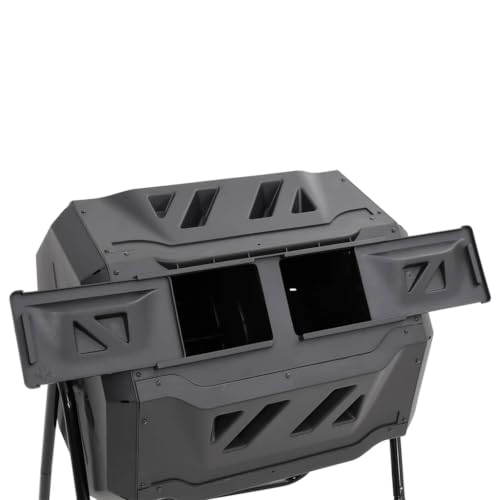Garden Compost Bin Black 28.7x25.2x37.4 in 42.3 gal Dual Chamber