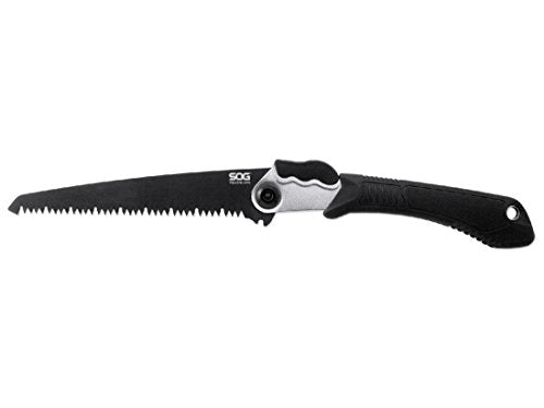 SOG Folding Camping Saw 8.25" Black Powder Coated Blade Soft Grip TRP Handle Black