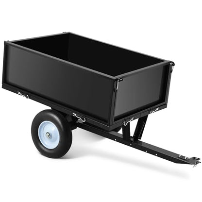 Heavy Duty Steel ATV Trailer, 500 LBS/11.4 Cu.Ft Capacity Garden Dump Cart - color: Black, size: 500 lbs