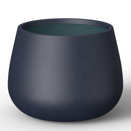 Kante Accent Round Curved Charcoal Concrete Planter 18.1" Dia, Outdoor - color: Charcoal, size: 18.1"Dia x 13.8"H