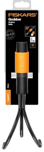 Fiskars QuikFit Grubber, Tool Head, Length: 33 cm, Width: 9 cm, Carbon Steel Tines, Black/Orange, 1000685 - style: Grubber