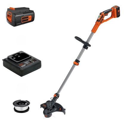 BLACK+DECKER 40V MAX 13 in String Trimmer Edger Cordless with Adjustable Telescoping Pole, 2 in 1 Weed Wacker Lawn Edger, Includes Battery and Charger (LST136) - style: 40V Trimmer Kit