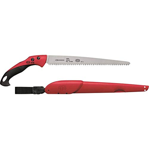 FELCO 611 Pruning Saw – Straight Pull-Stroke Saw for Tree Trimming & Forestry | Tree Branch Cutter | Handsaw with Tapered Hardened Steel 13" Blade, Non-Slip Handle, Carrying Sheath, Swiss Precision