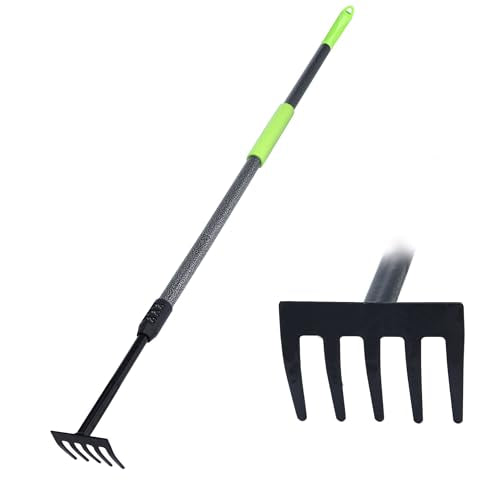 Hand Rake, Adjustable Handle Garden Small Rake Garden Tool