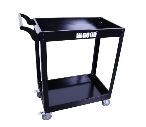 Heavy Duty Service Utility Cart,2 Shelf Steel, 800-Pound Capacity, 35.6 x 18.1x38-Inch Black - color: Black