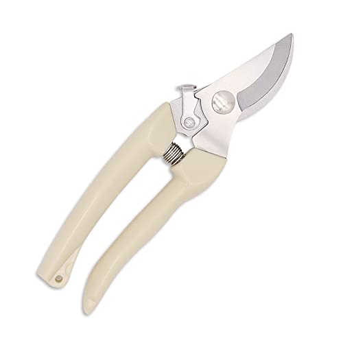 Curve Gardening Scissor with Sharp Stainless Steel Blade Garden Shears for Cutting Flowers Trimming Plants of Yard Florist Flower Rose Herb Hedge Bonsai and Fruits Picking - color: White