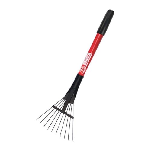 Bully Tools Shrub Rake – Small Rake with Tempered Steel Tines and Fiberglass Handle for Tight Spaces, Gardening Tool for Leaves and Debris in Bed, Lightweight Yard Tool - 100% Made in the USA, 32-Inch - size: Short_Handle