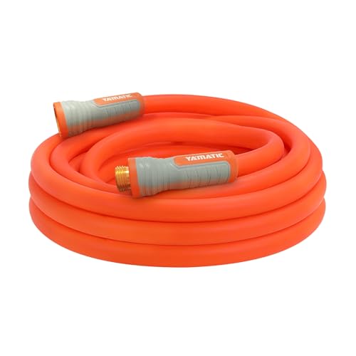 YAMATIC Flexible Garden Hose 5/8" x 20ft, 360° Swivel Handle, Burst 600 PSI - color: Orange, size: 20' (feet) Male to Female with Swivel