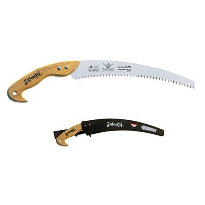 Samurai W-330-LH 13" (33cm) Heavy Duty Wooden Handle Curved Hand Saw Carrying Case, Made in Japan.
