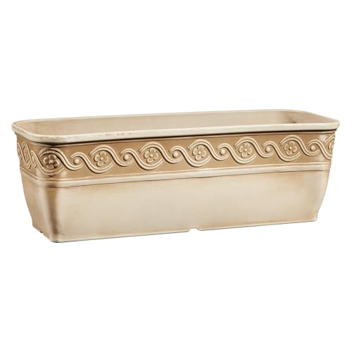 Corinthian Rectangular Planter Box w/Drain Plug, 10" Desert Tan