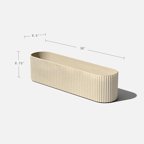 Veradek Demi Series Window Box Planter - Round Outdoor Planter - color: Sand, size: 36 inch - 2 Pack