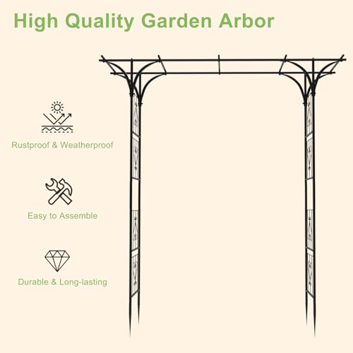 7FT Garden Arch Arbor Steel Trellis for Climbing Plant Outdoor Wedding Gate - size: 7*4 FT
