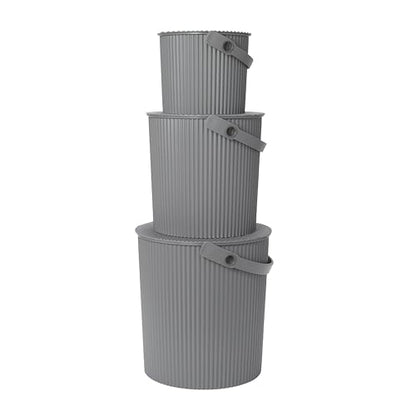 Hachiman Bucket Set of 3 Mini, Large, & Extra Large - color: New Grey, size: Set of 3