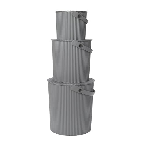 Hachiman Bucket Set of 3 Mini, Large, & Extra Large - color: New Grey, size: Set of 3