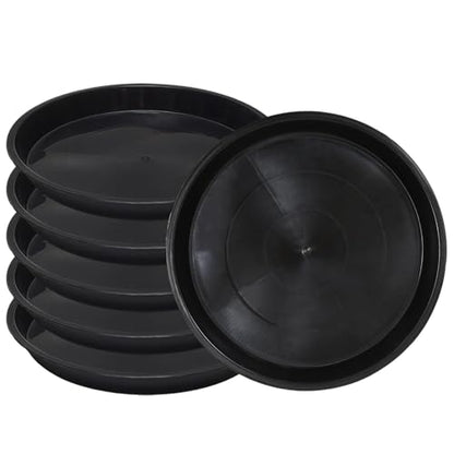 6 Pack 8 Inch Black Plant Saucers Plastic Drip Trays for Pots - color: Black, size: 8 Inch