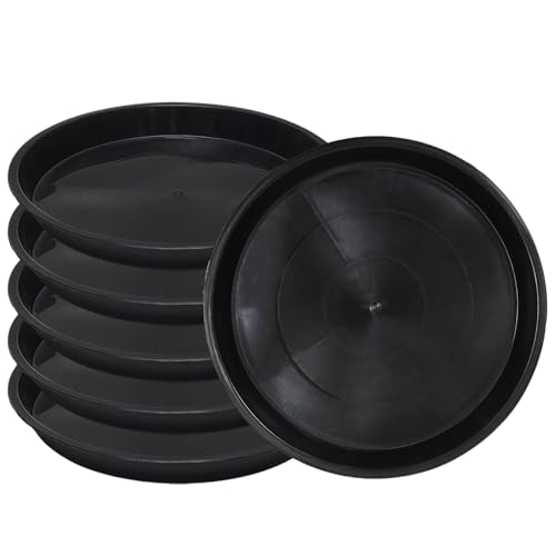 6 Pack 8 Inch Black Plant Saucers Plastic Drip Trays for Pots - color: Black, size: 8 Inch