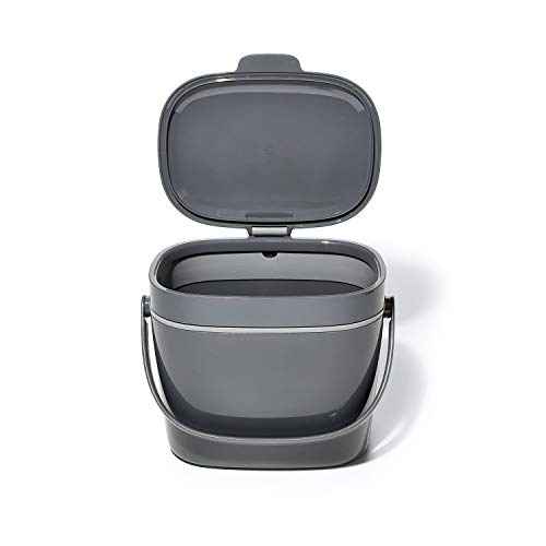 OXO Good Grips Easy-Clean Compost Bin, Charcoal, 6.62 L, 1.75 Gallon (Pack of 4) - color: Charcoal, size: 1.75 Gallon (Pack of 4)