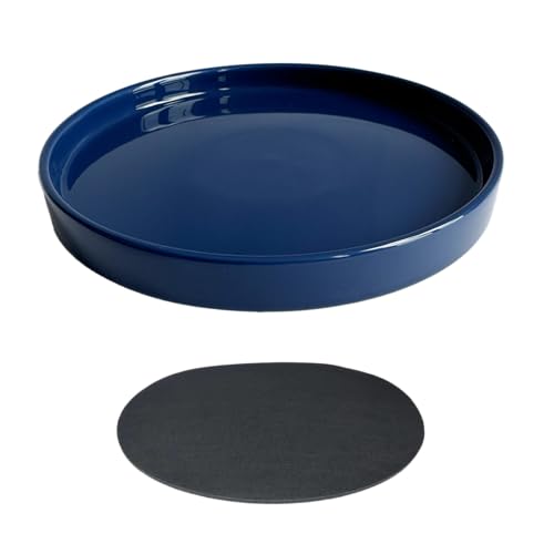 Yukfona Ceramic Plant Saucer Tray 1 Pcs 12 Inch Blue, 12.5" OD x11.9 ID x1.6 Deep| Fits Flower pots Bottom≤ 11.9", Heavy Duty Glazed Round Planter Drip with Catch Basin for Indoor Outdoor Plants - color: Blue, size: 12.5"