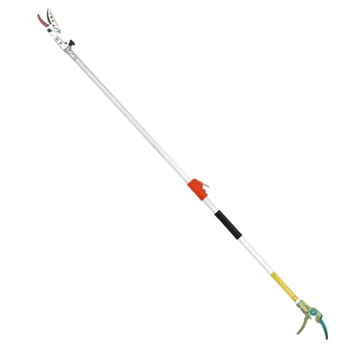 LeafLux Extendable Tree Cutter & Fruit Picker, 3.67-5.45 FT Telescopic Pole Pruner, Lightweight Aluminum Handle, Teflon-Coated Blade, Cuts Up to 1/2 Inch, for Fruit Picking & Branch Cutting | LFX101 - size: 3.67-5.45FT