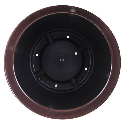 Garden Elements Indoor/Outdoor Glazed Brushed Happy Plastic Planter, Large, Dark Brown, 15" - color: Dark Brown